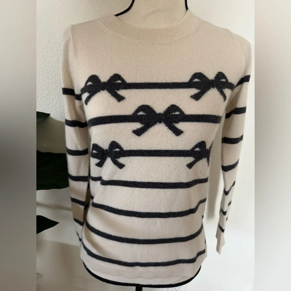 J.Crew cashmere sweater with stripe/bow pattern